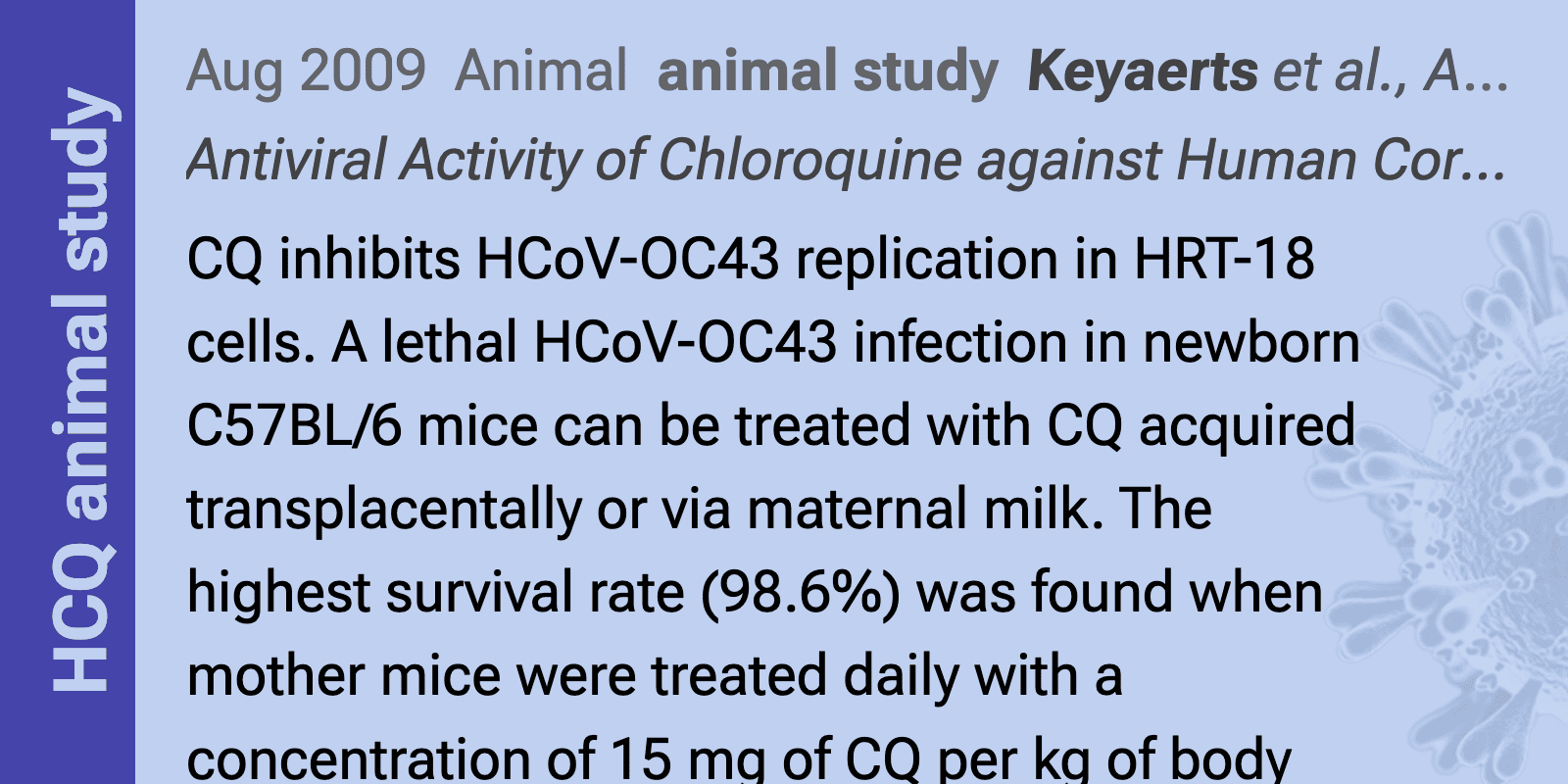 Keyaerts: Antiviral Activity of Chloroquine against Human Coronavirus ...