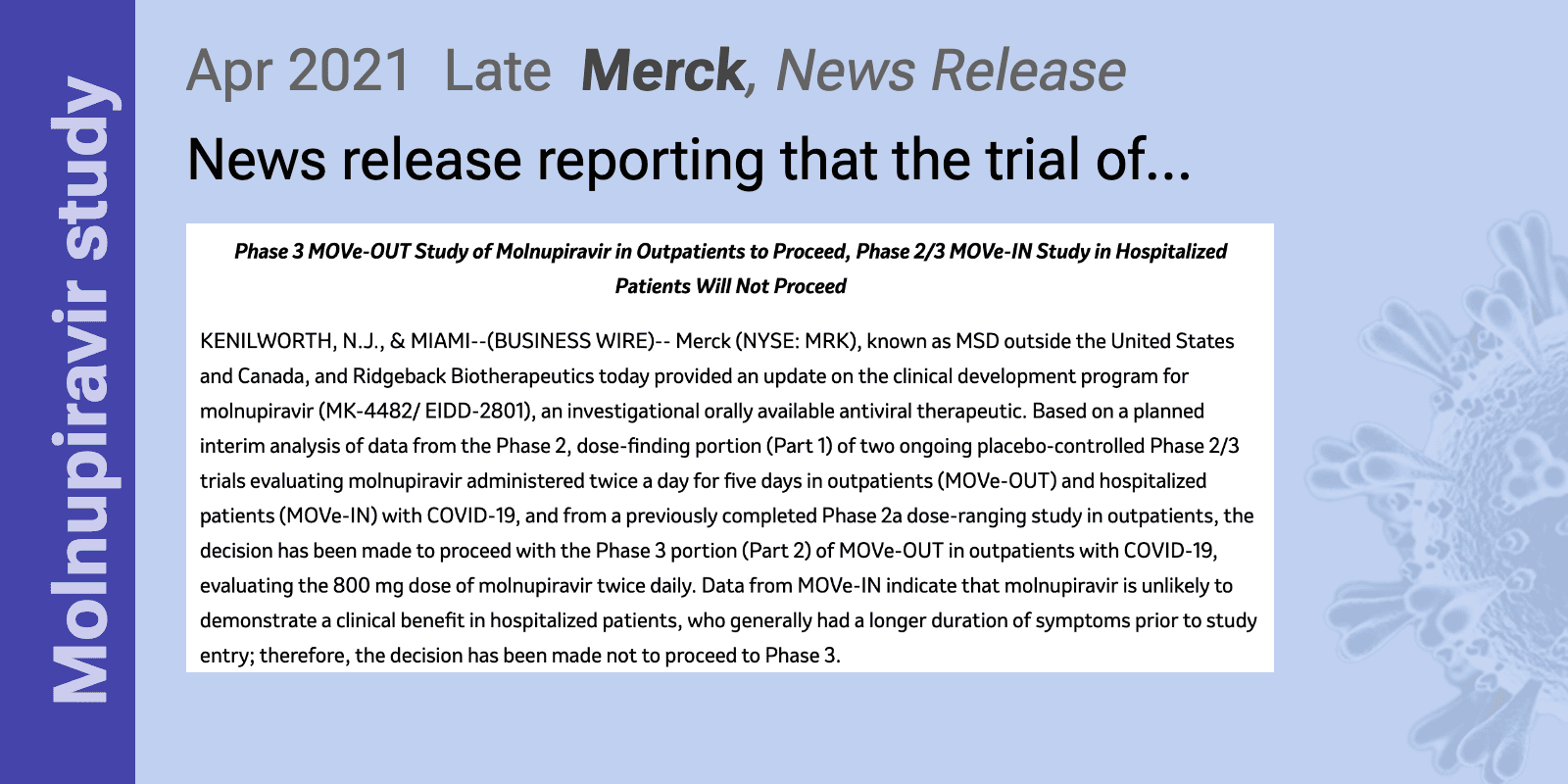 Merck: Merck And Ridgeback Biotherapeutics Provide Update On Progress ...